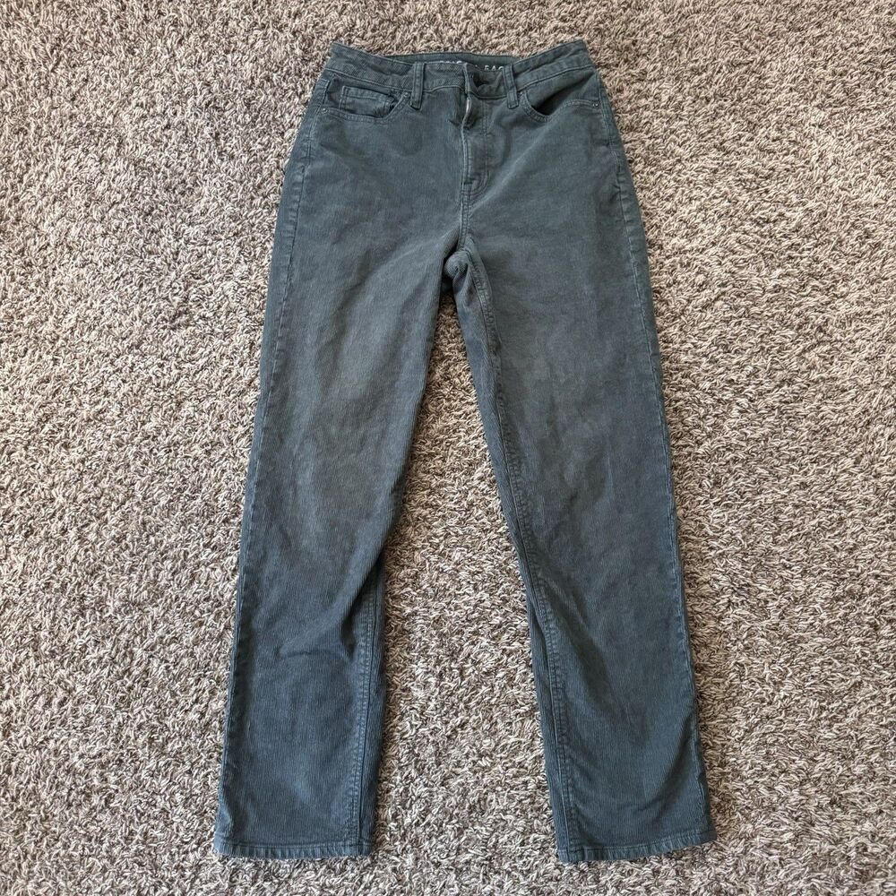 American Eagle Mom Straight Corduroy Pants Green High Rise Womens Size 2 Hi Rise